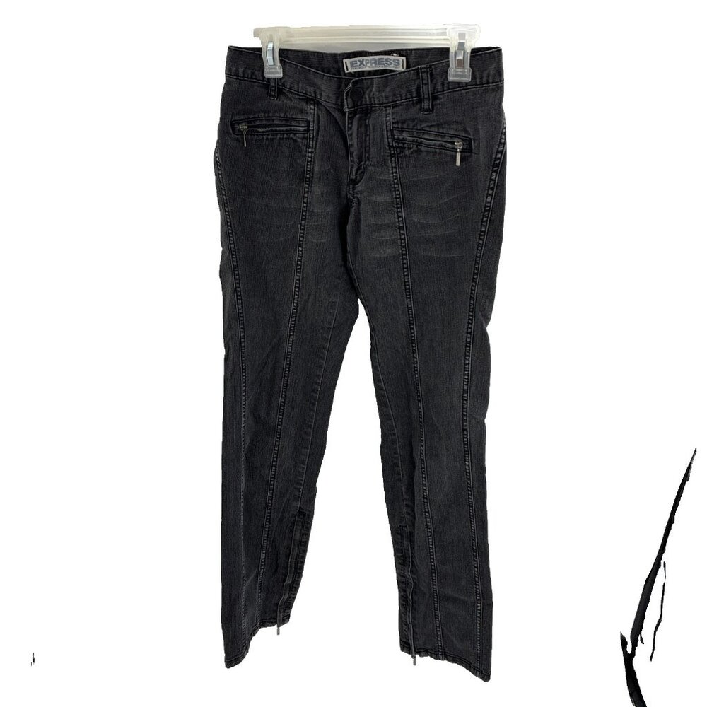 Express Womens Size 6 Precision Fit Black Jeans Zip Detail Stretch Pants